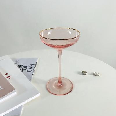 China With Nordic Style INS Style Liquor Wine Cocktail Martini Gold Rim Champagne Gold Rim Glass Crystal Cups Red Wine Glass Goblets Gold Rim for sale