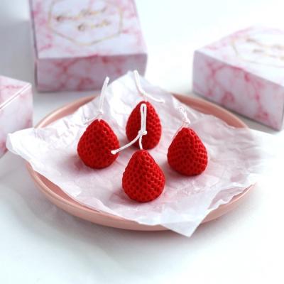 China Cute Artificial Birthdays Gift Box Mini Strawberry Shaped Scented Candle for sale