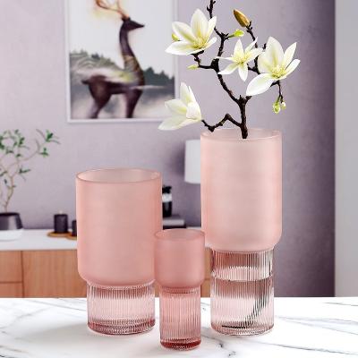 China Nordic transparent matte tube hydroponic straight matte home decoration home vase hydroponic frosted rose glass flower vase for sale