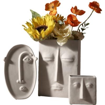 China Nordic Modern Creative Ceramic Vase Home Decoration Vase Face Living Room Flower Arrangement Artist Home Decoration Simple Vases Central Institute of Statistics Ceramic Vase for sale