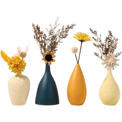 China Simple Statistical Institute Ceramic Style Decoration Home Vase Layout Dried Creative Floral Home Office Decoration Small Flower Living Room Ceramic Vase for sale