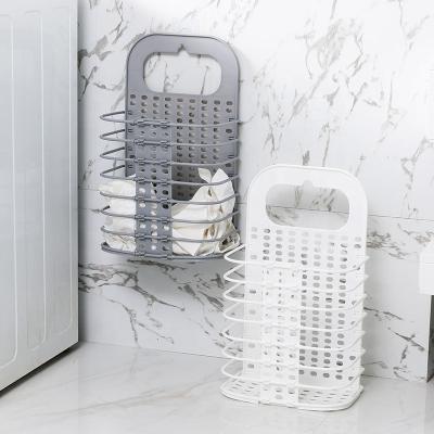 China Wall Mounted Plastic Foldable Dirty Rack Or Baskets Home Household Laundry Hamper Bathroom Laundry Basket Towels Storage Standing Dirty Baskets for sale