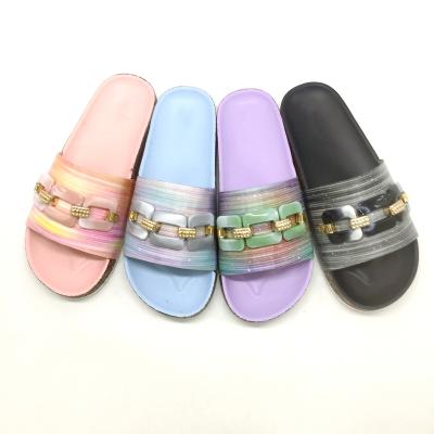 China Wholesale Warm Lightweight Women Indoor Flat Slipper Clear Slip On Shoes For Lady Beach Jelly Slides Slippers for sale