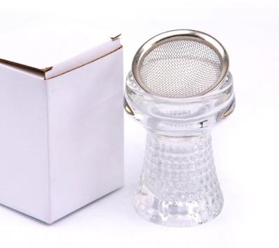 China Luxury Transparent glass shisha bowl crystal hookah accessories shisha hookah bowls clear glass hukka head for sale