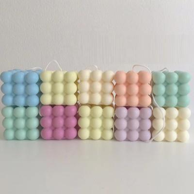 China Custom Birthdays INS Private Label Macaron Bubble Candle Rubik's Cube Shape Soy Wax Scented Candle for sale