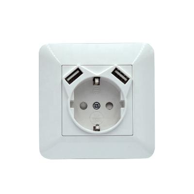 China Residential Dual Port USB Port SF-80-USB-54 2.4A/5V/Multipurpose with Schuko/euro Flux USB Charger - Socket Wall Mount for sale