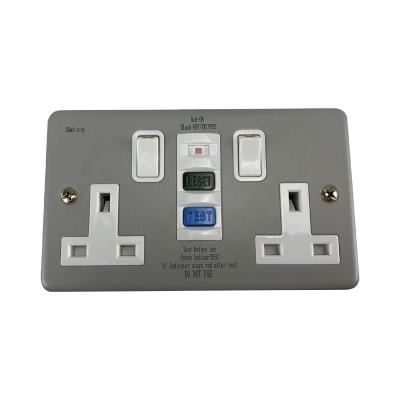 China BS1363 & UKCA Certificate Residential / General Purpose 2 Band BS Socket RCD Metal Box With Switch Socket for sale