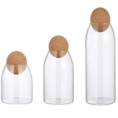 China 500 800 1200ml Cork Ball Lid Stopper Storage Jar Lid Stopper Cork Ball Borosilicate Glass Christmas Luxury Vintage Space Casual Freshness 500 for sale