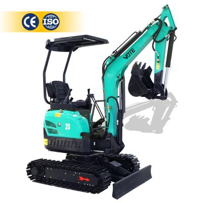 China Home Use VOTE Chinese Excavator VTW-20 2 Ton China Best Quality And Cheap Price Small Size Crawler Track Rubber Mini Excavator For Sale for sale