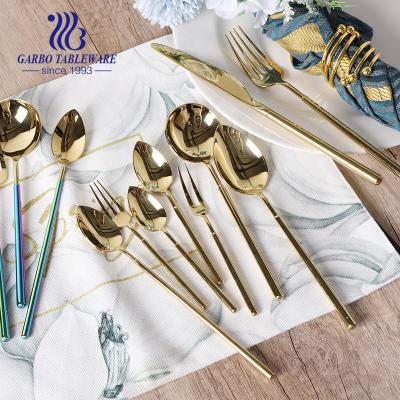 China Sustainable Drop Shape Gold Flatware Set 18/10 Stainless Steel Flatware Set With Shiny Mirror Polished for sale