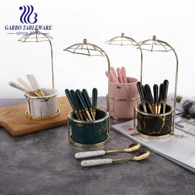 China Sustainable Stainless Steel Cutlery Set With Ceramic Handle For Wholesale for sale