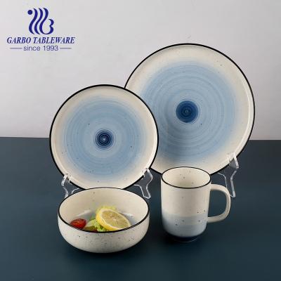 China Wholesale Ceramic Tableware Gradient Color Glazed Euporean Style 16pcs Fine Porcelain Dinnerware Sets Western for sale