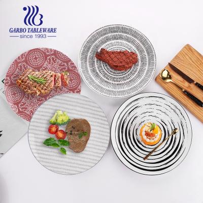 China Viable Large Round Flat Plate Nordic Style Simple Ceramic Tableware for sale