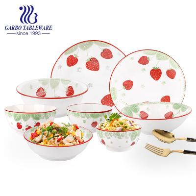 China Viable Southeast Asian Style Porcelain Set Under Glazed Ceramic Dish Dishes High Quality Strawberry Bowls for sale