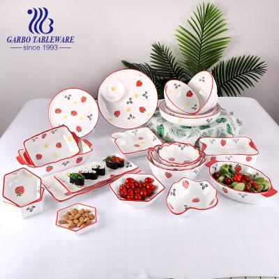 China Wholesale Price 6 Inch Disposable Salad Bowl Strawberry High Quality Decal Customized Logo Hand Printed Ceramic Bowls for sale