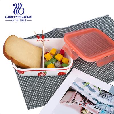 China Popular Freshness Preservation Microwave And Oven Safe Custom Printed Ceramic Sublimation 960ml Lunch Box With PP Lock Lid for sale