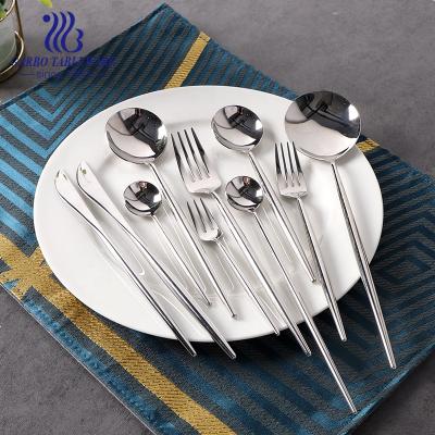 China Stocked high quality mirror polished silver stainless steel cutlery set 10pcs for wholesale for sale