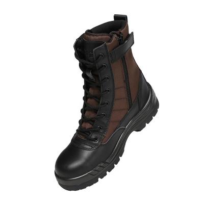 China PU Outsole Rubber Military Boots Injection Steel Toe Brown Tan Coyote Leather Toe Waterproof Safety Army Boots for sale