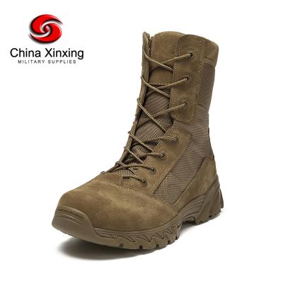 China XINXING Tactical Soldier Anti-Smell Factory lihgtweight EVA Rubber Outsole With Waterproof Brown Suede Leather Upper Military Boots for sale