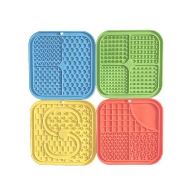 China Pet Feeders and Viable Slow Dog Bowls Lick Mat Luxury Custom LOGO Silicone Food Feeding Portable Protective Travel Dish with Suction Cup for sale