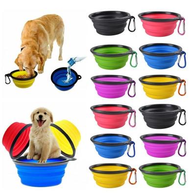 China Factory Manufacturer Wholesale Viable Collapsible Silicone Foldable Travel Food Dog Bowl Dog Water Bowls With Hook Rise for sale