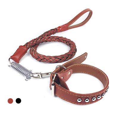 China Luxury Dog Harness and Leash in Dog Leather Adjustable Dog Harness with Collar for Large Dog 120cm All Seasons 5pcs for sale