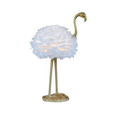 China Zunguang Modern Flamingo White Hair Lamp Golden Decoration For Room Feather Light for sale