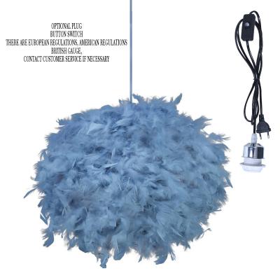 China Factory direct sale Nordic modern twitch 50cm feather round ball droplight feather chandelier socket for living room in stock for sale