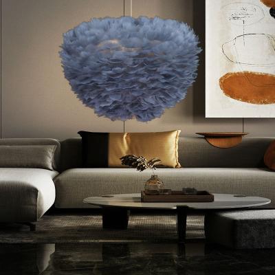 China Modern European Style Feather Modern Home Chandelier Lobby Villa Bedroom Living Room Droplight Decoration Elegant LED for sale