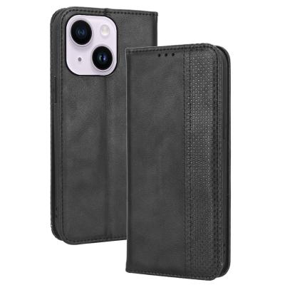 China Shockproof retro pattern card slot case for iphone 1112 13 14 pro max Leather Flip Wallet Mobile Phone Case for iphone  678 plus XR for sale