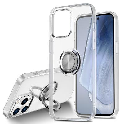 China Shockproof transparent Armor Case For iphone 14 13 Shockproof Bracket Ring Holder Car Magnetic Mobile Phone Case for iphone 12 pro max for sale