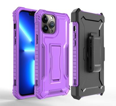 China Shockproof heavy duty 3 In 1 Defender Mobile Phone kickstand Case for iPhone 14 678 plus 11 13 belt clip holster shockproof case xs max for sale