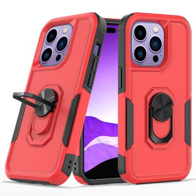 China Shockproof drop test For iphone 14 pro max Mobile phone accessories tpu pc mobile phone cases with ring holder magnetic for iphone 13 mini for sale