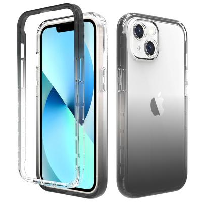 China Shockproof Gradient Full protective armor case with front pc frame for iphone 14 pro max 360 wholesale back case for iphone 13 12 11 xr 678 for sale