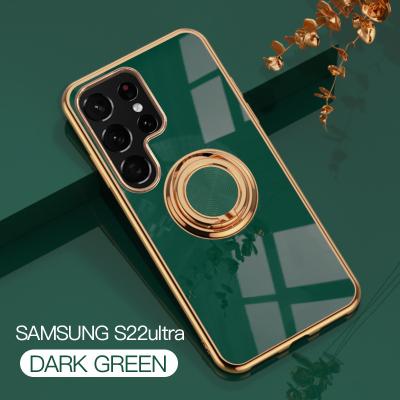 China Shockproof luxury electroplated tpu case For samsung s22 s21 s20 s10 s9 magnetic ring holder mobile phone cover for samsung s23 ultra for sale