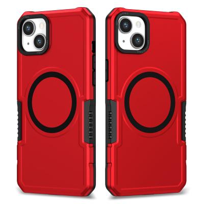 China Shockproof wireless charging magnetic case for iphone 14 13 12 pro max tpu pc hybrid hard shockproof case for iphone 678 plus xr 11 for sale