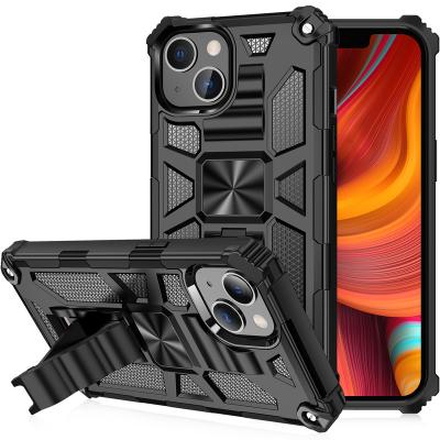 China Shockproof 2 IN 1 Kickstand Mobile Phone Case wholesale for iphone 13 mini Cell phone Back Cover For iphone 13 14 11 pro max for sale