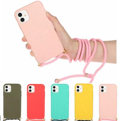 China Shockproof Eco Friendly Natural Wheat Straw Recycle Phone Case for iphone 14 Biodegradable cross body Case For iphone  11 12 13 Pro max for sale