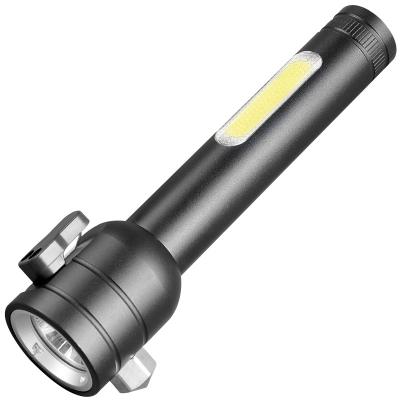 China Outdoor Activity 18650 COB LED Multifunctional Flashlight Rechargeable Safety Hammer Flashlight for sale