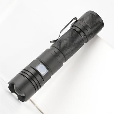 China Outdoor Activity Black Color Metal Led Torch Flashlight Strong Flashlight for sale