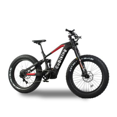 China Emtb carbon fiber mountain bike double suspension ebike fat tire mountain bike 26