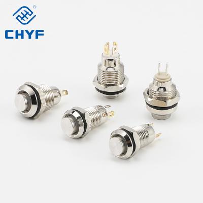 China Panel Switch 8mm Metal Push Button Switch 2 Pins Self-Latching / Self-Latching / Momentary Waterproof Normally Mini Button Switch for sale