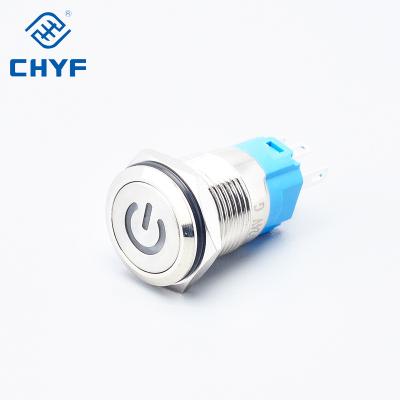 China Electronic Switch YF-12-P10Z-E Small Mini Metal Push Button Tact Automatic/Momentary Lock Waterproof Car 12MM LED Switch Lock for sale