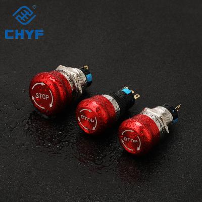 China 16/19/22 mm Emergency Metal Stop Brass Momentary Latching Push Button Switch with Mushroom Head for sale