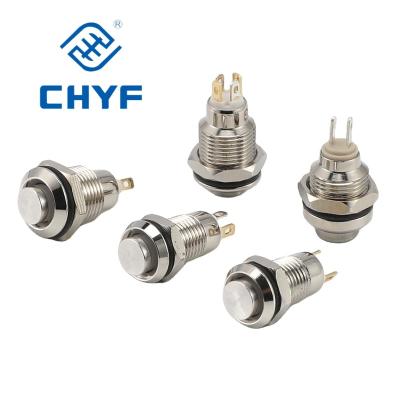 China Small Stainless Steel Push Button Switches Momentary Latching Waterproof Metal 8mm Metal Led Push Button Switch 36V 2A YF-8-G10F for sale