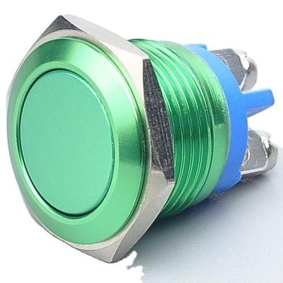 China Push Metal Button Switch Green 16mm IP65 220V 12V Momentary Dustproof Dustproof Push Button Switch YF-16-P10F for sale