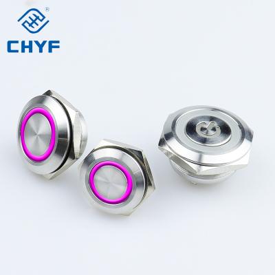 China 12 / 16 / 19 / 22mm Metal Short Micro Button Contact Switch Self Reset Power Symbol Waterproof Lamp YF2-EL8325 for sale