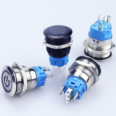 China Metal Push Button Switch With CE 3A YF-16-P10F-JN Momentary Waterproof Flat Head Of 12mm Connector Socket Screw Terminal Push Button Switches for sale