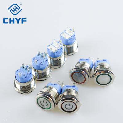 China Metal LED Push Button Switch Car Powermetal Push Button Switch, 1NO1NC Waterproof 22mm 10mm 12mm 16mm 12V 220V 12V 3A CHYF YF-22A-P11F (Z) - E for sale