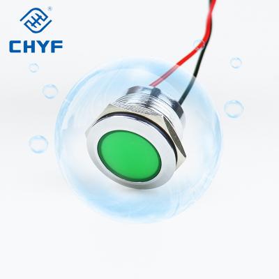 China OFF-ON 19mm 22mm 6V 12V 24V 220v 6mm Flat Head Metal LED Indicator Light Waterproof Signal Lamp with Wire Red Blue Yellow Green White for sale